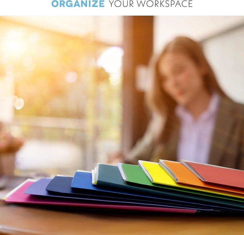 Alitte Colored File Folders Letter Size - 100-Pack Bulk, 10 Assorted Color File Folders for Documents, 1/3 Cut Tab - Office Supplies for Filing Cabinet, Desk, and File Folder Organization - Image 4